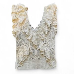Lace Ruffle Top - Cream